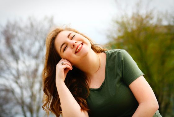 woman smiling and happy